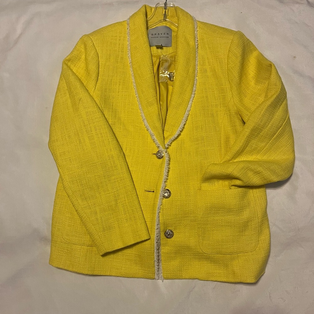 Susan Graver Yellow Blazer with Metallic Accents - Picture 2 of 6